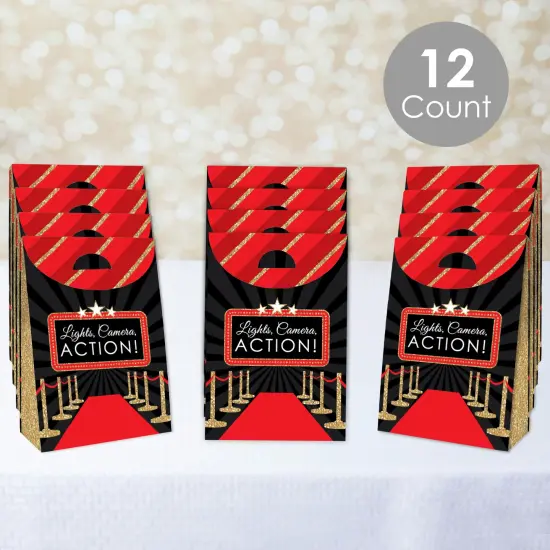 Big Dot of Happiness Red Carpet - Movie Night Gift Favor Bags - Party Goodie Boxes - Set of 12 {3}