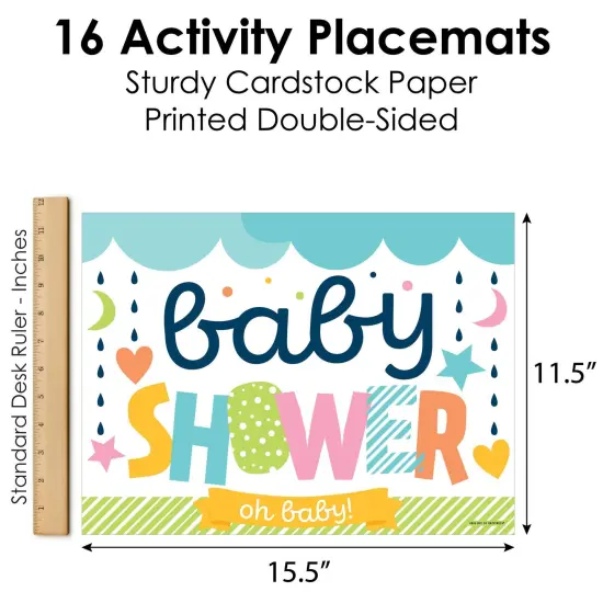 Big Dot of Happiness Colorful Baby Shower - Paper Gender Neutral Party Coloring Sheets - Activity Placemats - Set of 16 {6}