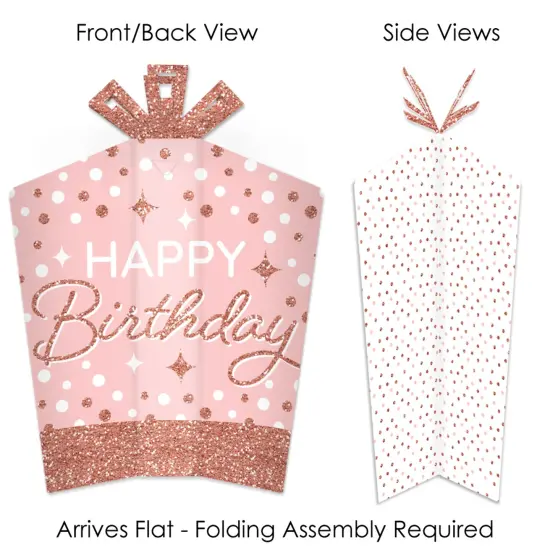 Big Dot of Happiness Pink Rose Gold Birthday - Table Decorations - Happy Birthday Party Fold and Flare Centerpieces - 10 Count {4}