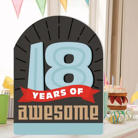 Big Dot of Happiness Boy 18th Birthday - Happy Eighteenth Birthday Giant Greeting Card - Big Shaped Jumborific Card {3}