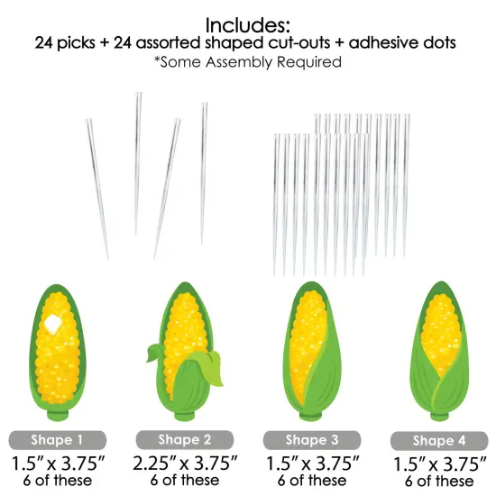 Big Dot of Happiness It's Corn - Dessert Cupcake Toppers - Fall Harvest Party Clear Treat Picks - Set of 24 {7}