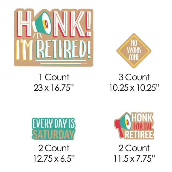 Big Dot of Happiness Honk, I'm Retired - Yard Sign and Outdoor Lawn Decorations - Retirement Party Yard Signs - Set of 8 {7}