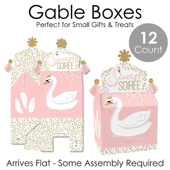 Big Dot of Happiness Swan Soiree - Treat Box Party Favors - White Swan Baby Shower or Birthday Party Goodie Gable Boxes - Set of 12 {7}