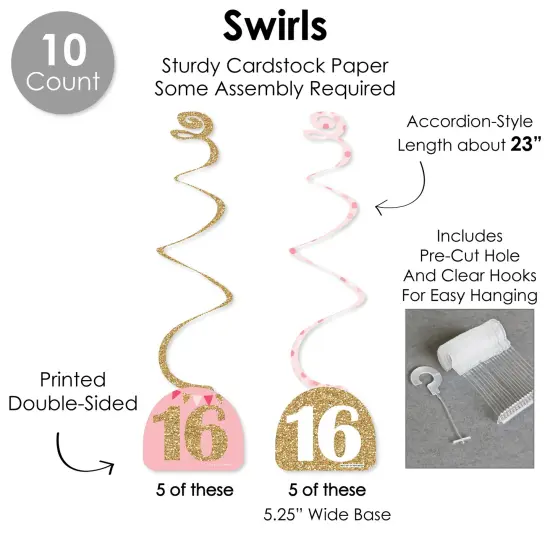 Big Dot of Happiness Sweet 16 - 16th Birthday Party Supplies Decoration Kit - Decor Galore Party Pack - 51 Pieces {6}