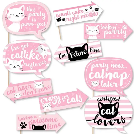 Big Dot of Happiness Funny Purr-fect Kitty Cat - Kitten Meow Baby Shower or Birthday Party Photo Booth Props Kit - 10 Piece {1}