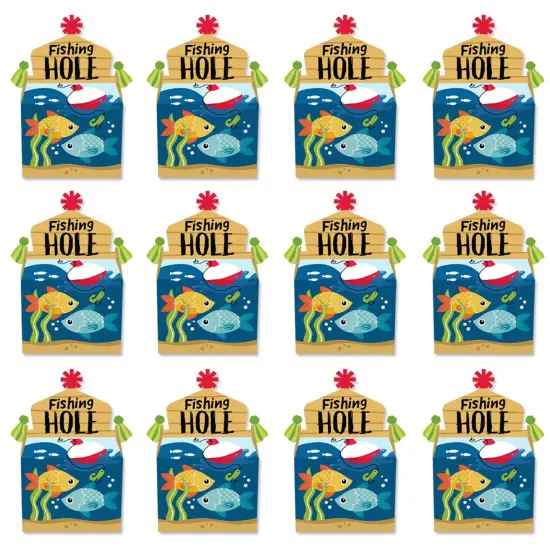 Big Dot of Happiness Let's Go Fishing - Treat Box Party Favors - Fish Themed Birthday Party or Baby Shower Goodie Gable Boxes - Set of 12 {6}