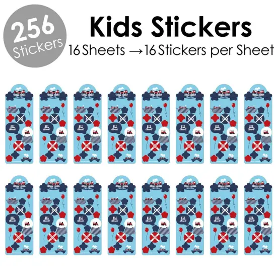 Big Dot of Happiness Railroad Party Crossing - Steam Train Birthday Party Favor Kids Stickers - 16 Sheets - 256 Stickers {3}