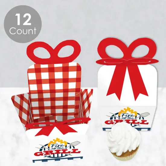 Big Dot of Happiness Fire Up the Grill - Square Favor Gift Boxes - Summer BBQ Picnic Party Bow Boxes - Set of 12 {4}