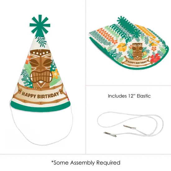 Big Dot of Happiness Tropical Luau - Cone Happy Birthday Party Hats for Kids and Adults - Set of 8 (Standard Size) {6}