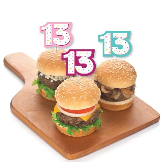 Big Dot of Happiness Girl 13th Birthday - Dessert Cupcake Toppers - Official Teenager Birthday Party Clear Treat Picks - Set of 24 {4}