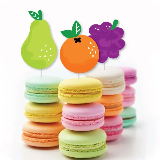 Big Dot of Happiness Tutti Fruity - Dessert Cupcake Toppers - Frutti Summer Baby Shower or Birthday Party Clear Treat Picks - Set of 24 {6}