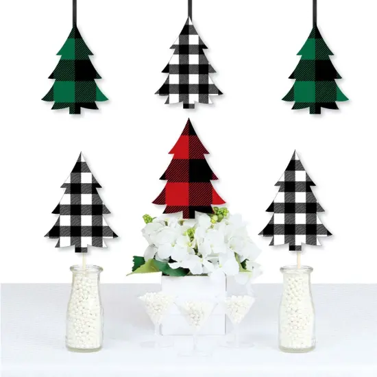 Big Dot of Happiness Holiday Plaid Trees - Decorations DIY Buffalo Plaid Christmas Party Essentials - Set of 20 {1}