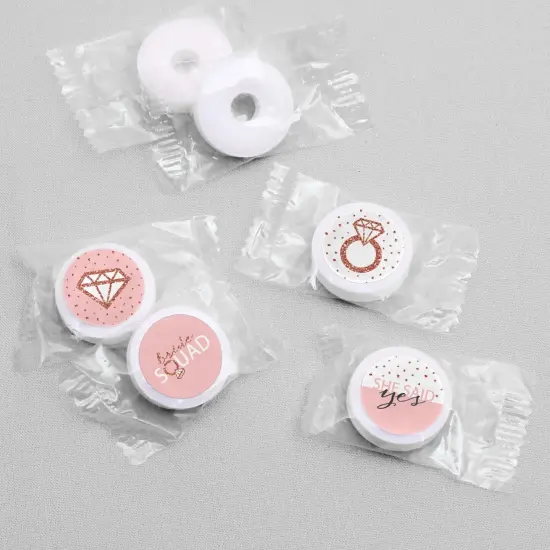 Big Dot of Happiness Bride Squad - Rose Gold Bridal or Bachelorette Party Round Candy Sticker Favors - Labels Fits Chocolate Candy (1 sheet of 108) {4}