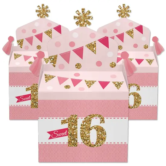 Big Dot of Happiness Sweet 16 - Treat Box Party Favors - 16th Birthday Party Goodie Gable Boxes - Set of 12 {3}