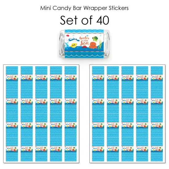 Big Dot of Happiness Under the Sea Critters - Mini Candy Bar Wrapper Stickers - Baby Shower or Birthday Party Small Favors - 40 Count {4}