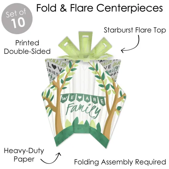 Big Dot of Happiness Family Tree Reunion - Table Decorations - Family Gathering Party Fold and Flare Centerpieces - 10 Count {5}
