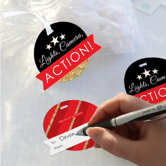 Big Dot of Happiness Red Carpet - Movie Night Party Clear Goodie Favor Bags - Treat Bags With Tags - Set of 12 {4}