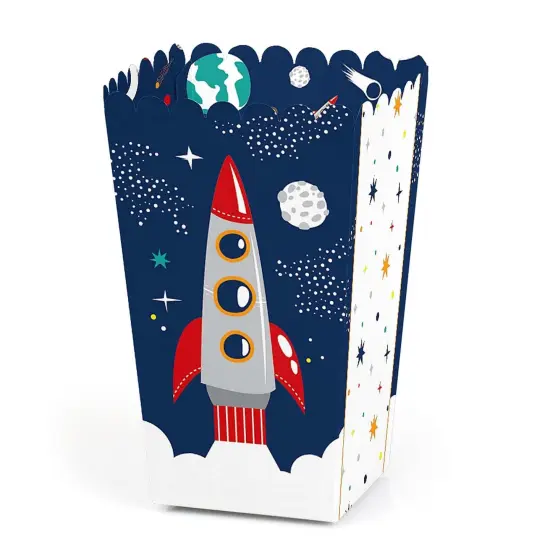 Big Dot of Happiness Blast Off to Outer Space - Rocket Ship Baby Shower or Birthday Party Favor Popcorn Treat Boxes - Set of 12 {1}