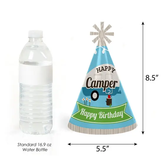 Big Dot of Happiness Happy Camper - Cone Camping Happy Birthday Party Hats for Kids and Adults - Set of 8 (Standard Size) {4}