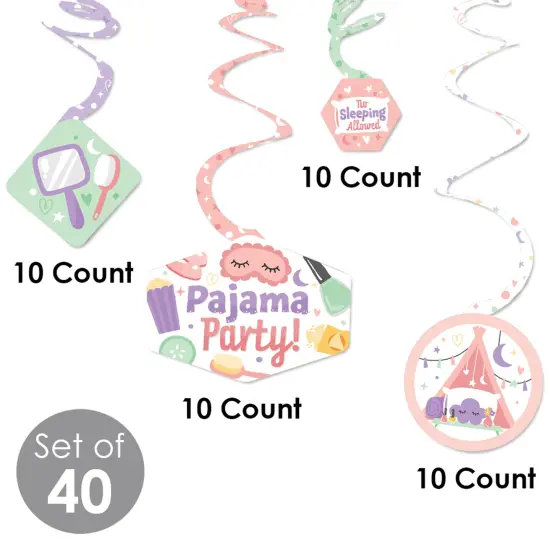 Big Dot of Happiness Pajama Slumber Party - Girls Sleepover Birthday Party Hanging Decor - Party Decoration Swirls - Set of 40 {6}