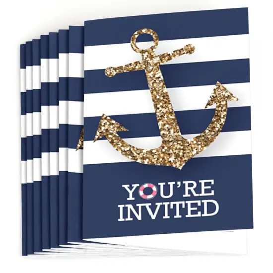Big Dot of Happiness Last Sail Before the Veil - Fill-in Nautical Bridal Shower and Bachelorette Party Invitations (8 Count) {3}