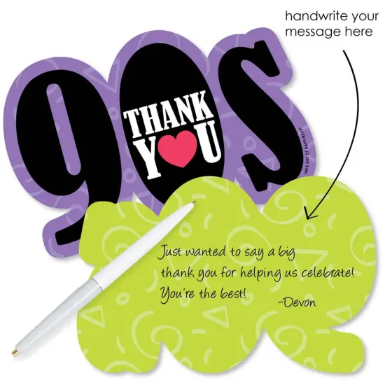Big Dot of Happiness 90's Throwback - Shaped Thank You Cards - 1990s Party Thank You Note Cards with Envelopes - Set of 12 {3}