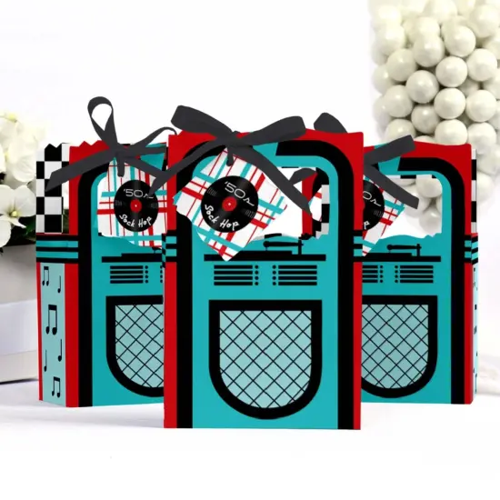 Big Dot of Happiness 50's Sock Hop - 1950s Rock N Roll Party Favor Boxes - Set of 12 {4}