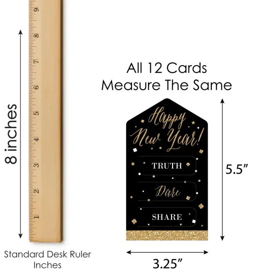 Big Dot of Happiness New Year&rsquo;s Eve - Gold - New Years Eve Party Game Pickle Cards - Truth, Dare, Share Pull Tabs - Set of 12 {6}