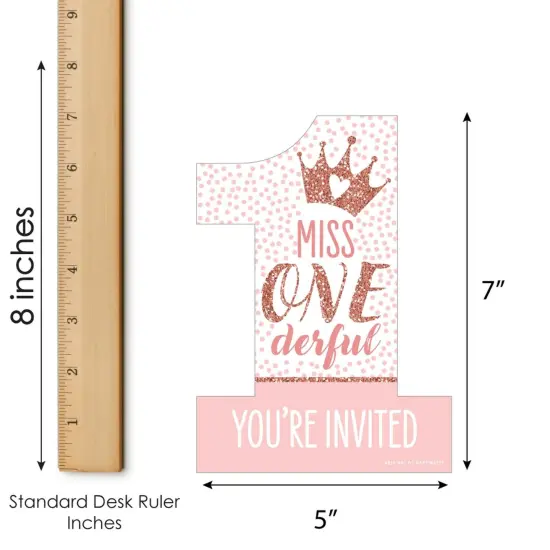 Big Dot of Happiness 1st Birthday Little Miss Onederful - Shaped Fill-In Invites - First Birthday Party Invitation Cards with Envelopes - Set of 12 {7}