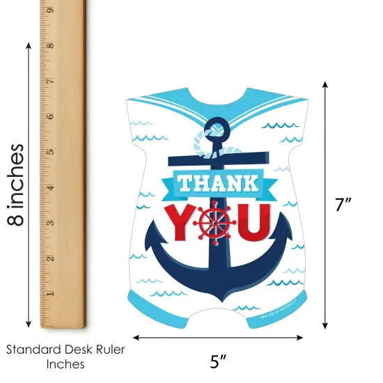 Big Dot of Happiness Ahoy It's a Boy - Shaped Thank You Cards - Nautical Baby Shower Thank You Note Cards with Envelopes - Set of 12 {7}