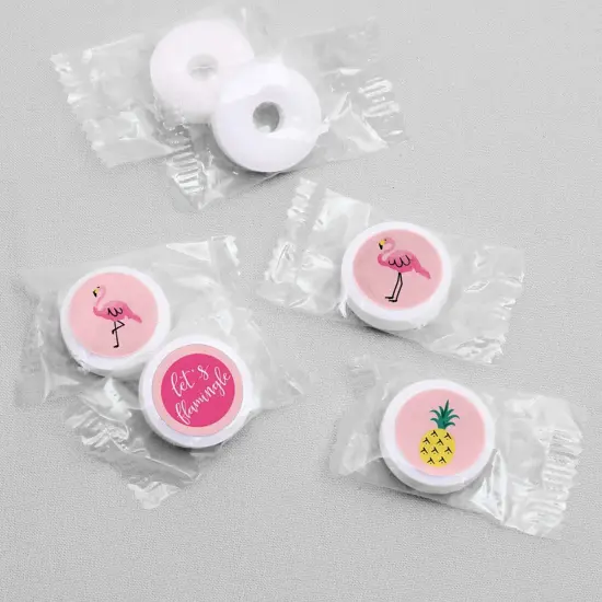 Big Dot of Happiness Pink Flamingo - Party Like a Pineapple Tropical Summer Round Candy Sticker Favors - Labels Fits Hershey&lsquo;s Kisses (1 sheet of 108) {4}