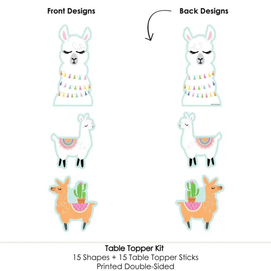 Big Dot of Happiness Whole Llama Fun - Llama Fiesta Baby Shower or Birthday Party Centerpiece Sticks - Table Toppers - Set of 15 {6}