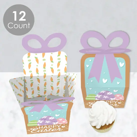 Big Dot of Happiness Spring Easter Bunny - Square Favor Gift Boxes - Happy Easter Party Bow Boxes - Set of 12 {4}