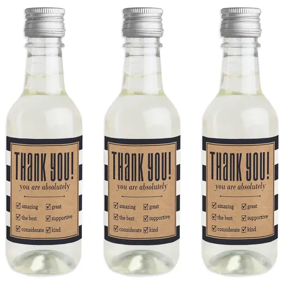 Big Dot of Happiness Thank You - Mini Wine and Champagne Bottle Label Stickers - Thank You Gift for Women and Men - Set of 16 {1}