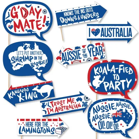 Big Dot of Happiness Funny Australia Day - G'Day Mate Aussie Party Photo Booth Props Kit - 10 Piece {1}