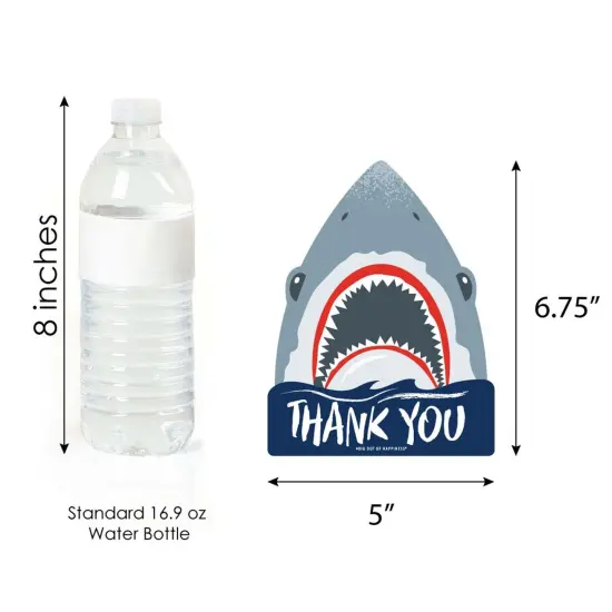 Big Dot of Happiness Shark Zone - Shaped Thank You Cards - Jawsome Birthday Party Thank You Cards with Envelopes - Set of 12 {7}