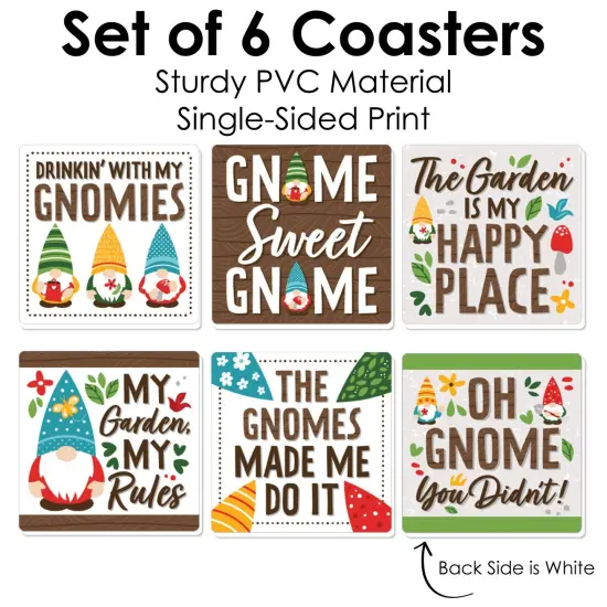Big Dot of Happiness Garden Gnomes - Funny Forest Gnome Party Decorations - Drink Coasters - Set of 6 {6}