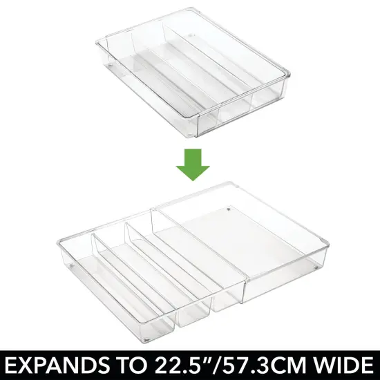 mDesign Plastic Adjustable/Expandable Drawer Storage Organizer, 4 Pack, Clear {3}