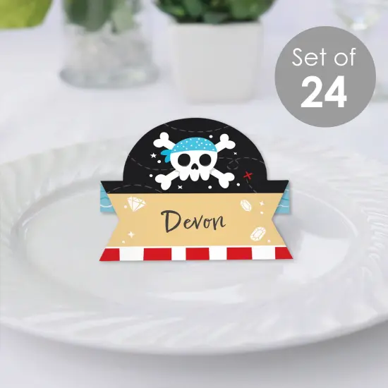 Big Dot of Happiness Pirate Ship Adventures - Skull Birthday Party Tent Buffet Card - Table Setting Name Place Cards - Set of 24 {3}