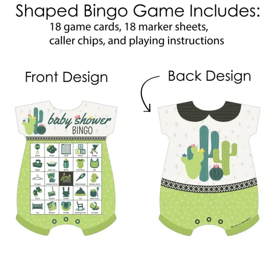 Big Dot of Happiness Prickly Cactus Party - Picture Bingo Cards and Markers - Baby Shower Shaped Bingo Game - Set of 18 {4}