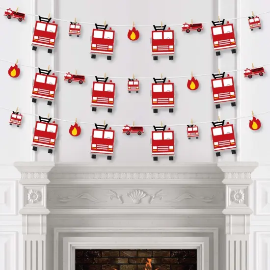 Big Dot of Happiness Fired Up Fire Truck - Firefighter Firetruck Baby Shower or Birthday Party DIY Decorations - Clothespin Garland Banner - 44 Pieces {4}