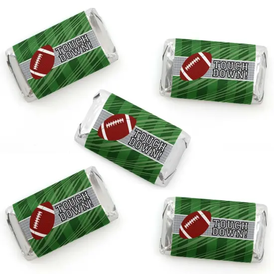 Big Dot of Happiness End Zone - Football - Mini Candy Bar Wrapper Stickers - Baby Shower or Birthday Party Small Favors - 40 Count {1}