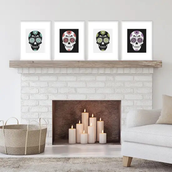 Big Dot of Happiness Day of the Dead - Unframed Sugar Skull&nbsp; Linen Paper Wall Art - Set of 4 - Artisms - 8 x 10 inches {3}