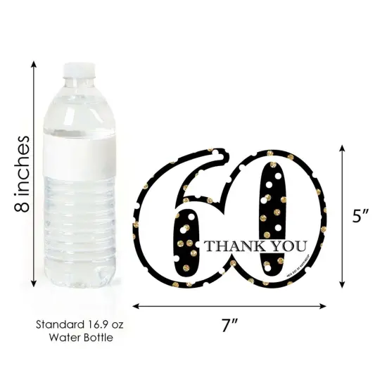 Big Dot of Happiness Adult 60th Birthday - Gold - Shaped Thank You Cards - Birthday Party Thank You Note Cards with Envelopes - Set of 12 {7}