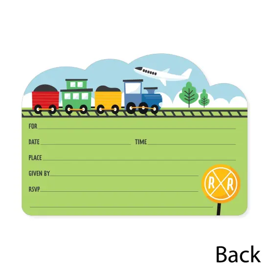 Big Dot of Happiness Cars, Trains, and Airplanes - Shaped Fill-In Invitations - Transportation Birthday Party Invitation Cards with Envelopes - 12 Ct {6}