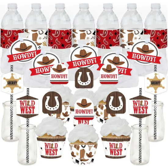 Big Dot of Happiness Western Hoedown - Wild West Cowboy Party Favors and Cupcake Kit - Fabulous Favor Party Pack - 100 Pieces {1}