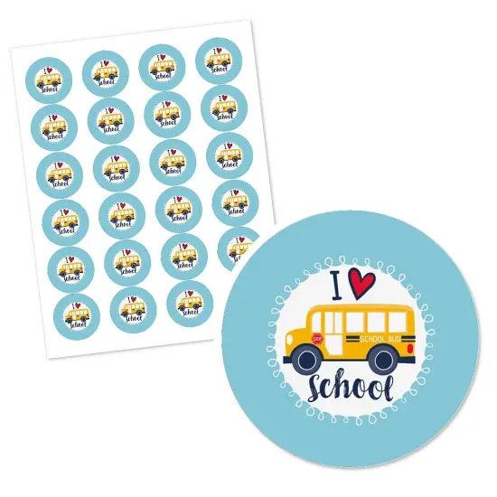 Big Dot of Happiness Back to School - First Day of School Classroom Decorations Circle Sticker Labels - 24 Count {3}