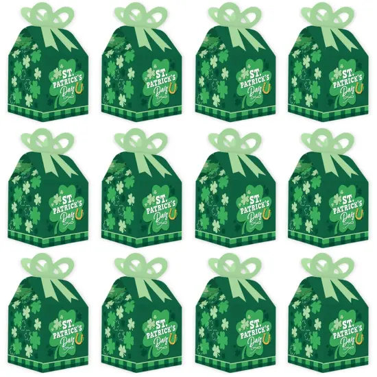 Big Dot of Happiness Shamrock St. Patrick's Day - Square Favor Gift Boxes - Saint Paddy's Day Party Bow Boxes - Set of 12 {6}