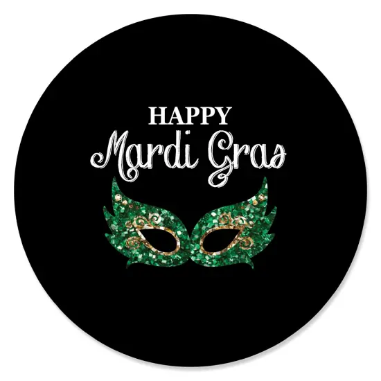 Big Dot of Happiness Mardi Gras - Masquerade Party Circle Sticker Labels - 24 Count {1}