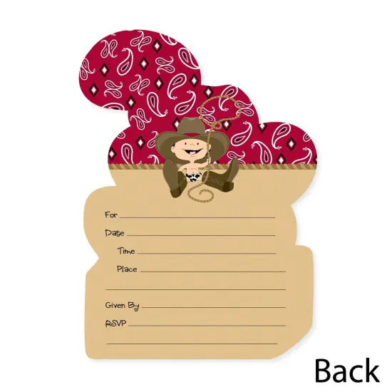 Big Dot of Happiness Little Cowboy - Shaped Fill-in Invitations - Western Baby Shower or Birthday Party Invitation Cards with Envelopes - Set of 12 {6}